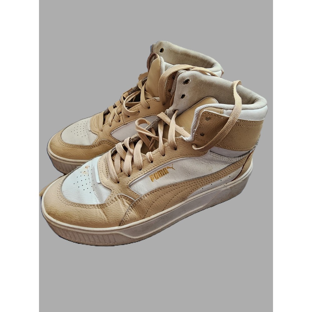 Puma Karmen Rebelle Mid Sneaker Women Sz 9 Platform High Top  White-light Sand